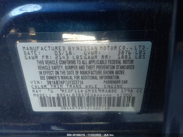 Nissan SENTRA S 2018 3N1AB7AP7JY322714 Image 10