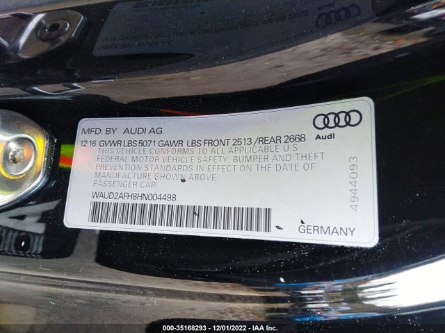 2017 Audi A5, VIN: WAUD2AFH8HN004498