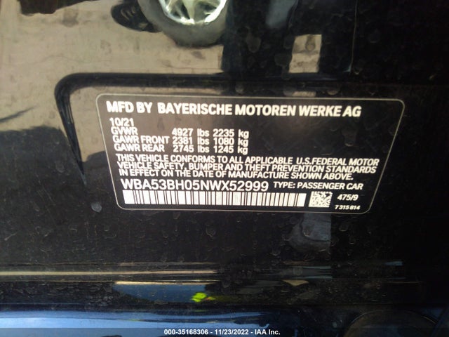 BMW 5 Series 530i 2022 аукцион фото