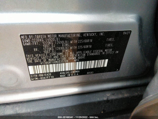2021 Toyota RAV4, VIN: 4T3B6RFVXMU035709