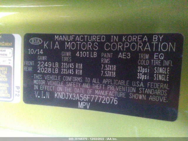 2015 Kia Soul, VIN: KNDJX3A56F7772076