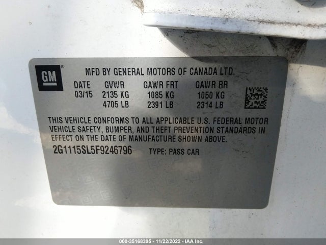 2015 Chevrolet Impala, VIN: 2G1115SL5F9246796
