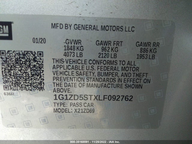 Chevrolet MALIBU LT 2020 1G1ZD5STXLF092762 Image 9