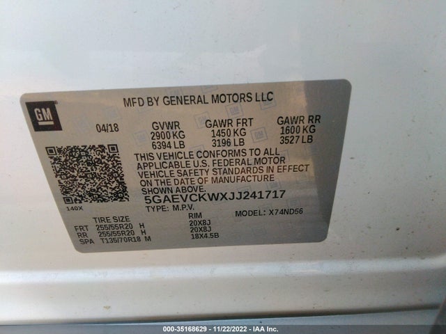 2018 Buick Enclave, VIN: 5GAEVCKWXJJ241717