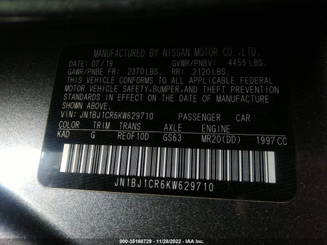 2019 Nissan Qashqai, VIN: JN1BJ1CR6KW629710