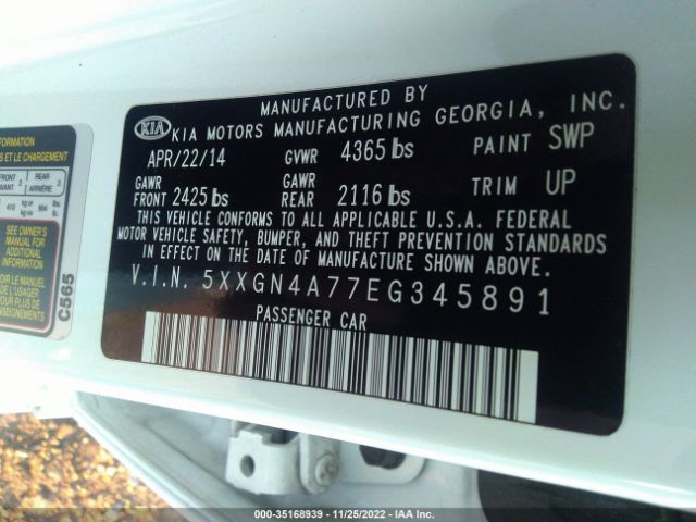 5XXGN4A77EG345891 KIA OPTIMA EX
