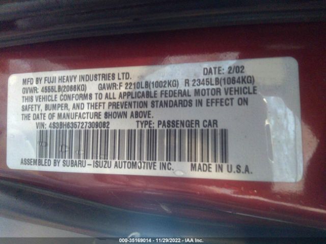 4S3BH635727309082 Subaru Legacy Wagon L