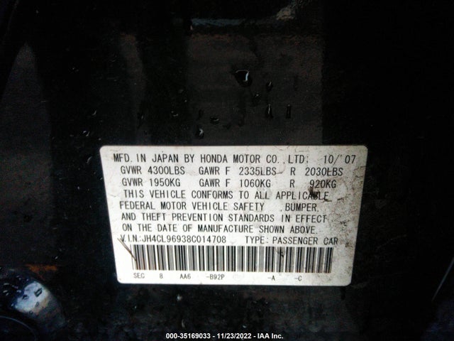 Acura Tsx Nav 2008 JH4CL96938C014708 Image 10