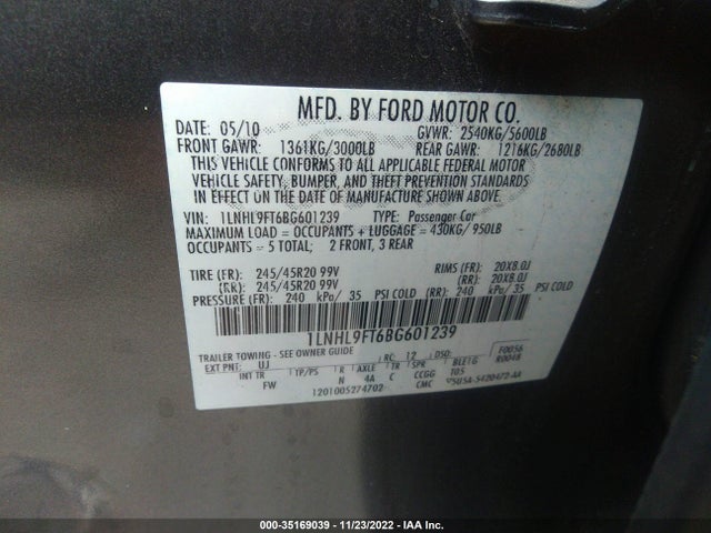 Lincoln Mks W/ecoboost 2011 1LNHL9FT6BG601239 Image 9