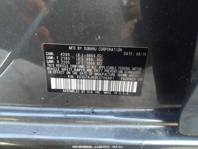 2019 Subaru Impreza, VIN: 4S3GTAJ60K3756881