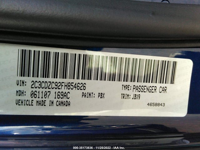 Dodge Challenger Srt Hellcat 2015 2C3CDZC92FH854626 Image 9