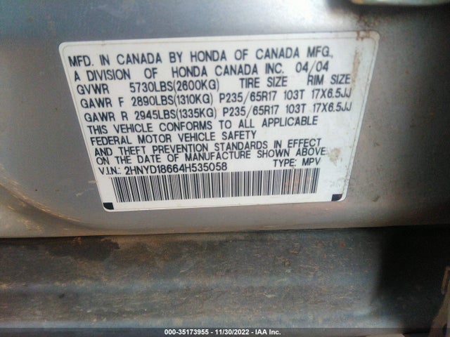 2HNYD18664H535058 Acura Mdx Touring Pkg