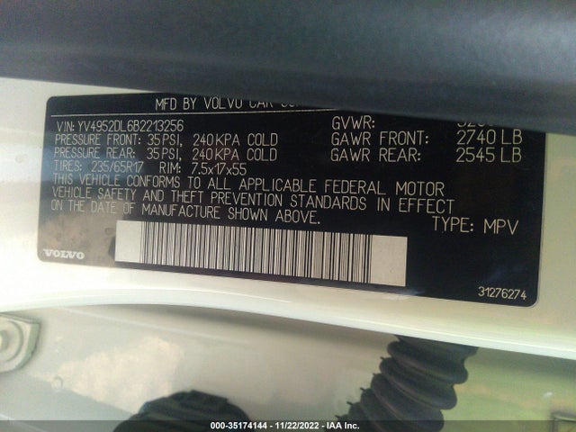 Volvo Xc60 3.2l 2011 YV4952DL6B2213256 Image 10