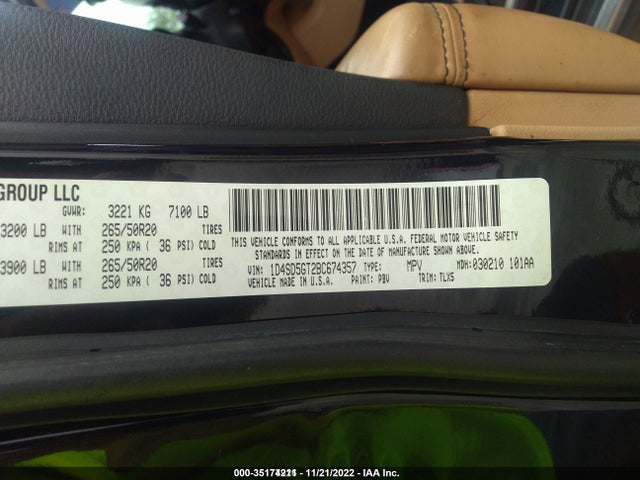 2011 DODGE DURANGO CITADEL VIN: 1D4SD5GT2BC674357