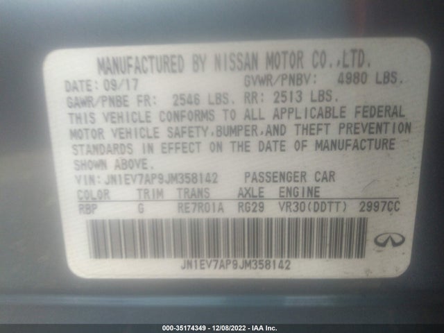 2018 Infiniti Q50, VIN: JN1EV7AP9JM358142