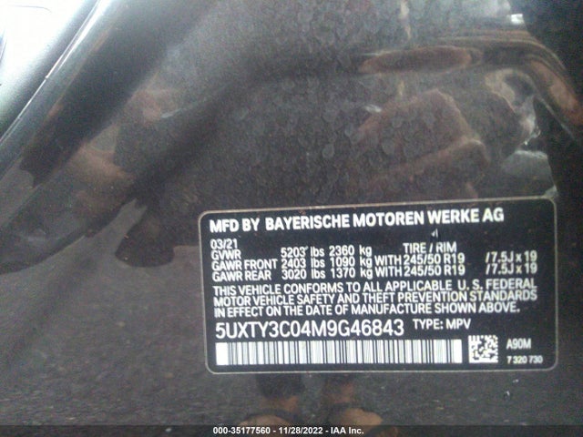 BMW X3 Sdrive30i 2021 аукцион фото