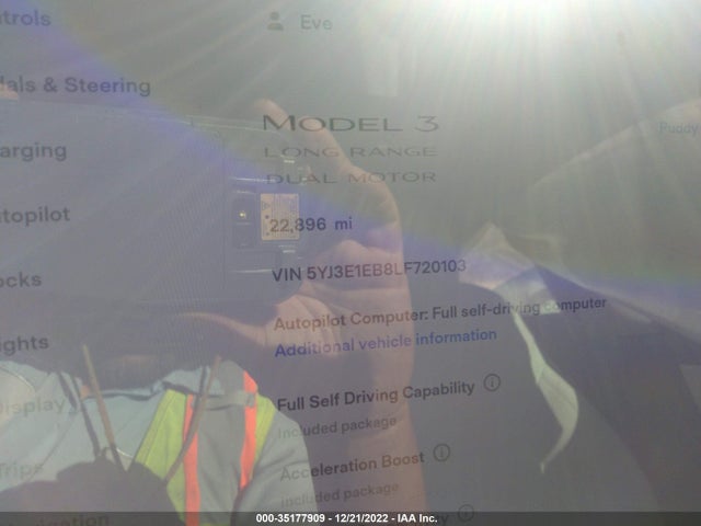 Tesla Model 3 Long Range 2020 5YJ3E1EB8LF720103 Image 7