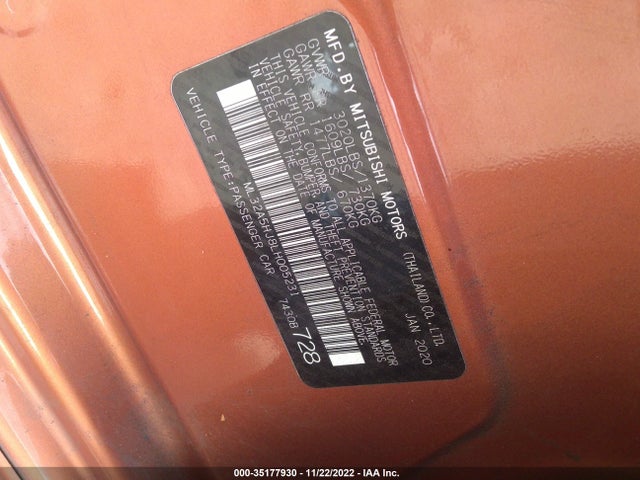 ML32A5HJ8LH005231 Mitsubishi Mirage Le/gt