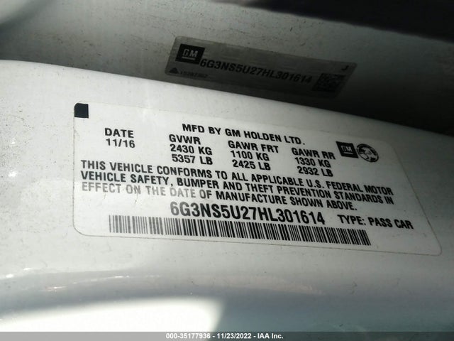 2017 Chevrolet Caprice, VIN: 6G3NS5U27HL301614