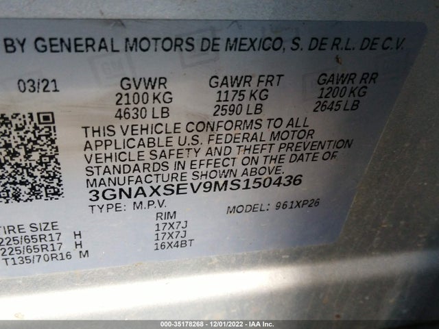 Chevrolet EQUINOX LS 2021 3GNAXSEV9MS150436 Image 9