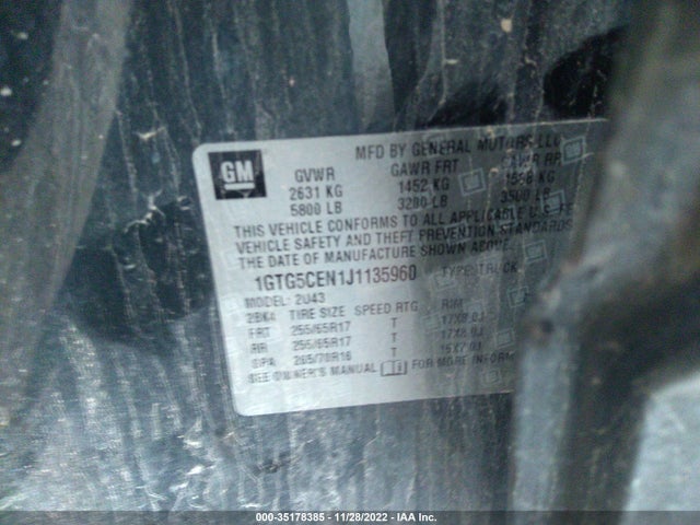 GMC Canyon 2wd Sle 2018 1GTG5CEN1J1135960 Image 10