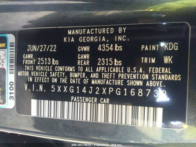 5XXG14J2XPG168739 KIA K5 LXS