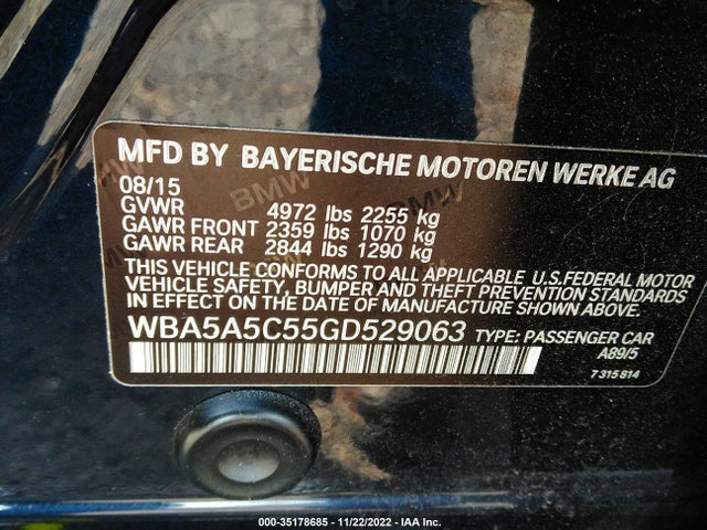 BMW 5 Series 528i 2016 WBA5A5C55GD529063 Image 9