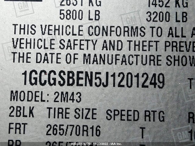 2018 Chevrolet Colorado, VIN: 1GCGSBEN5J1201249