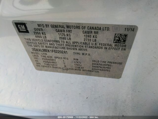 2GKALMEK1F6229241 GMC Terrain Sle