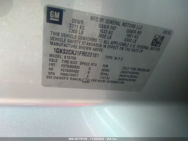 GMC YUKON DENALI 2015 1GKS2CKJ1FR620181 Image 9
