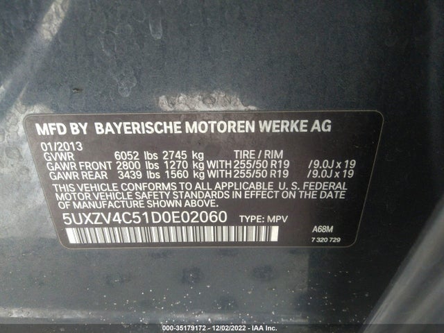 5UXZV4C51D0E02060 BMW X5 Xdrive35i