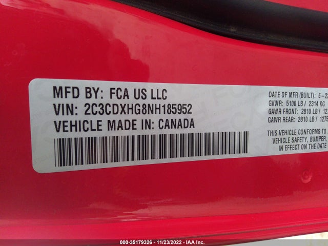 2022 Dodge Charger, VIN: 2C3CDXHG8NH185952