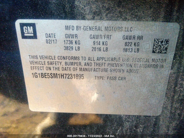 2017 Chevrolet Cruze, VIN: 1G1BE5SM1H7231895