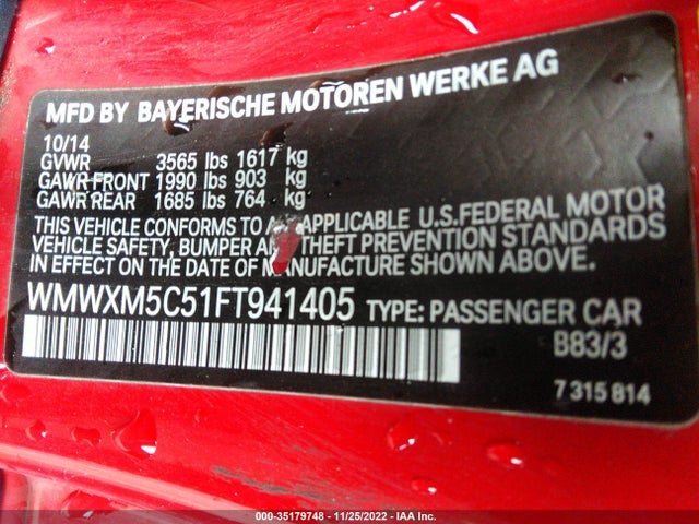 WMWXM5C51FT941405 Mini COOPER HARDTOP