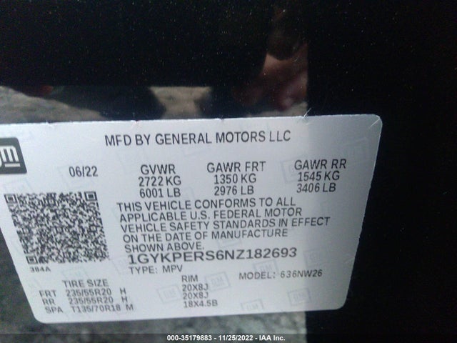 2022 Cadillac XT6, VIN: 1GYKPERS6NZ182693