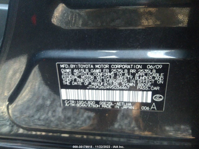 Lexus IS 250 2009 JTHCK262495034467 Image 10
