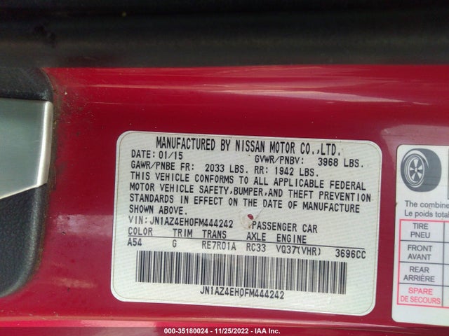 2015 Nissan Z, VIN: JN1AZ4EH0FM444242