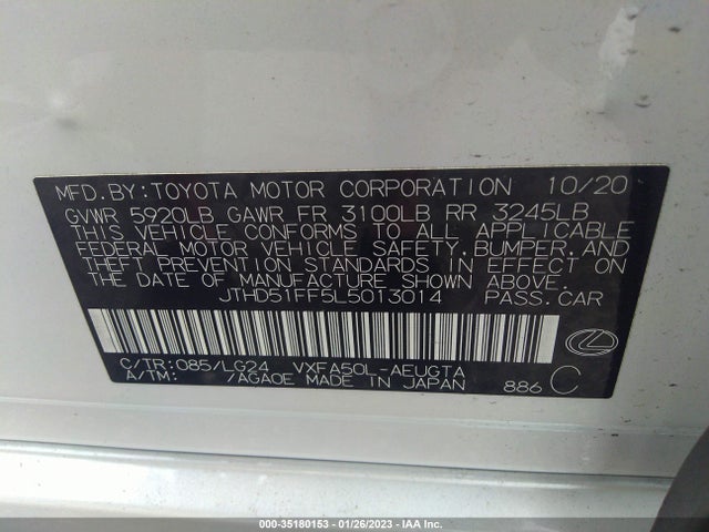 2020 Lexus LS, VIN: JTHD51FF5L5013014