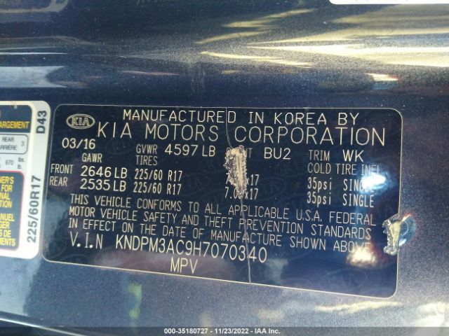 KNDPM3AC9H7070340 KIA Sportage Lx