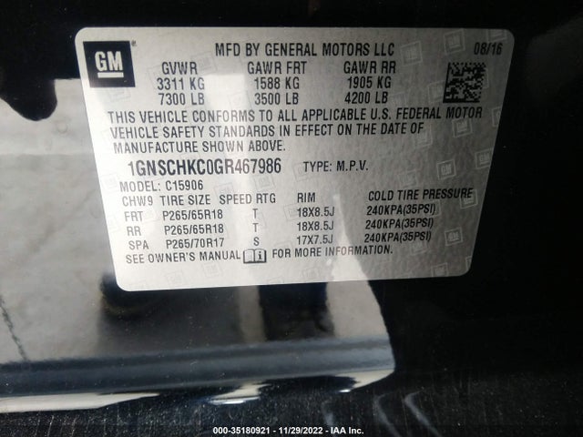 Chevrolet Suburban Lt 2016 1GNSCHKC0GR467986 Image 10