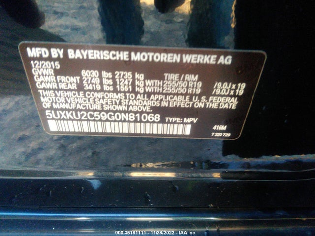 2016 BMW X6, VIN: 5UXKU2C59G0N81068
