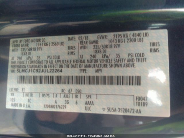 5LMCJ1C92JUL22264 Lincoln Mkc Premiere