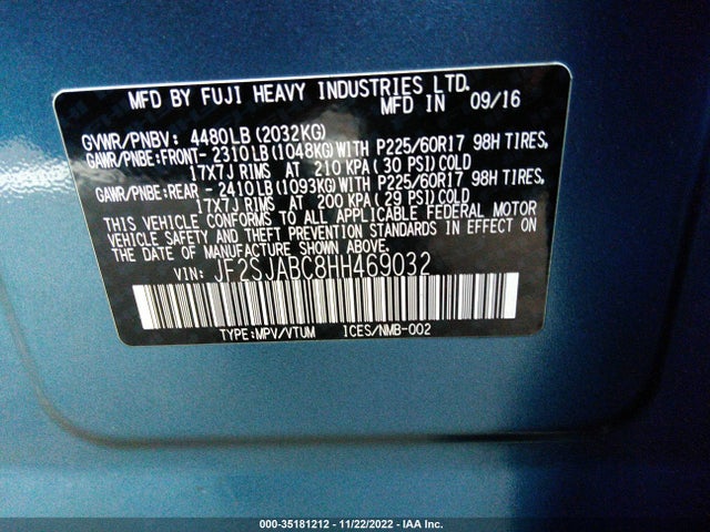 Subaru Forester 2017 JF2SJABC8HH469032 Image 10