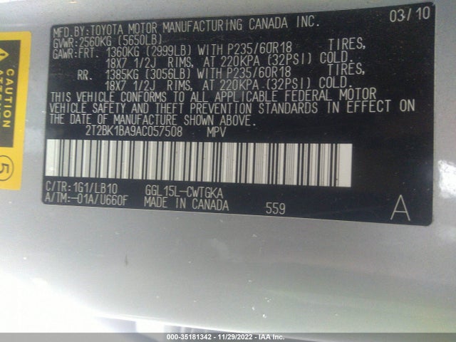 Lexus RX 350 2010 2T2BK1BA9AC057508 Image 9