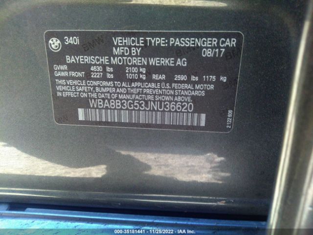WBA8B3G53JNU36620 BMW 3 Series 340i
