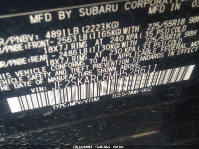 JF2SKARC6MH528611 Subaru Forester Sport