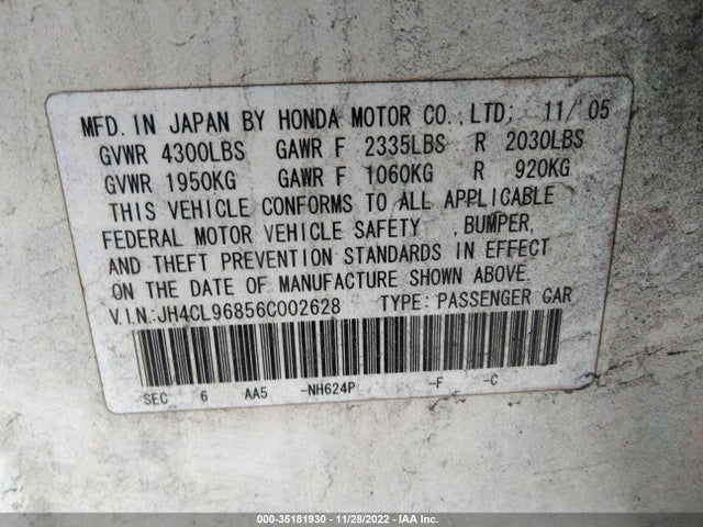 Acura TSX 2006 JH4CL96856C002628 Image 10
