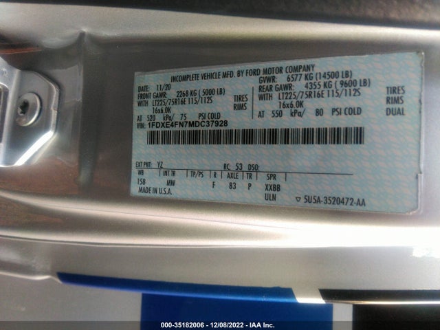 2021 Ford E-Series, VIN: 1FDXE4FN7MDC37928