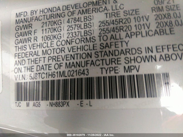 2021 Acura RDX, VIN: 5J8TC1H61ML021643