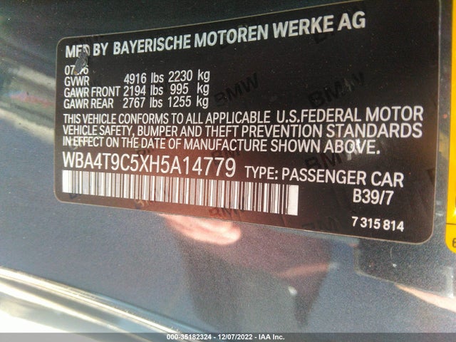 2017 BMW 4 Series, VIN: WBA4T9C5XH5A14779